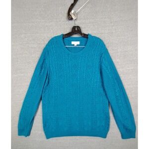 Goodthreads Mens Sweater XL Tall Blue Cable Knit 3D Pullover Heavyweight Stretch